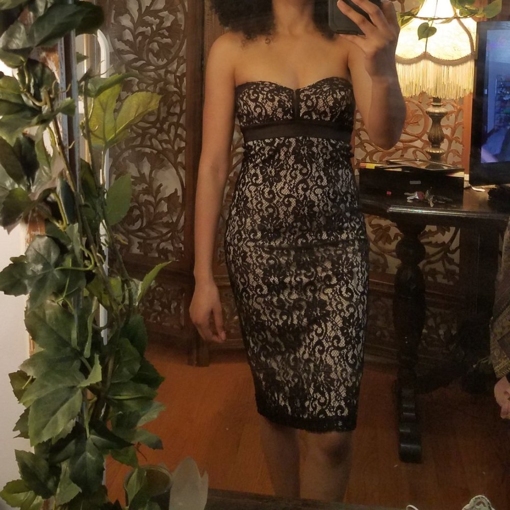 arden b strapless midi dress